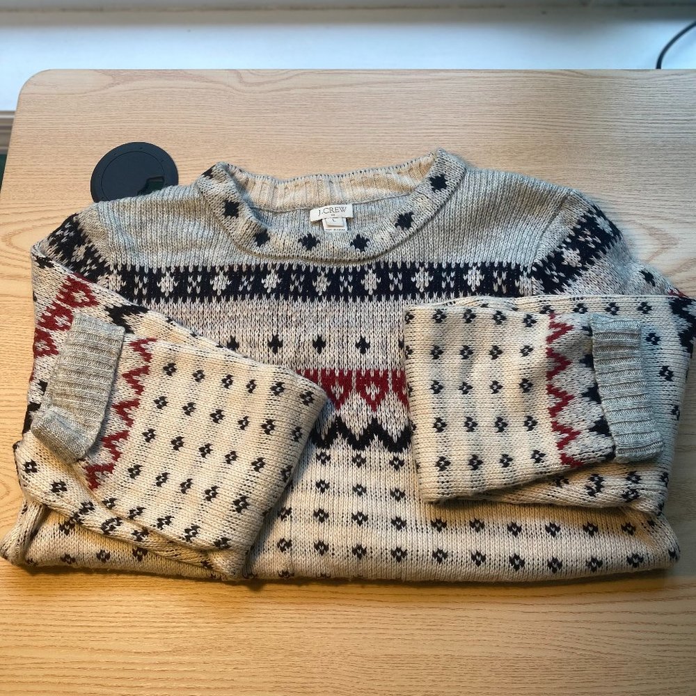 J CREW WINTER PRINT SWEATER